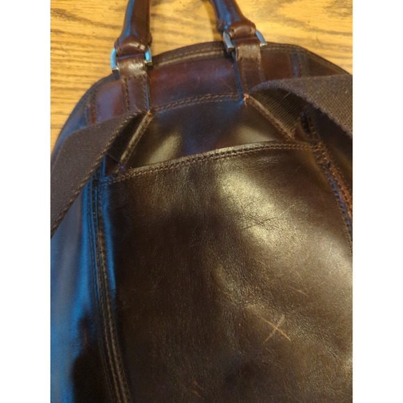 Vintage Cole Haan Backpack Dark Brown Pebbled Leather Bag - Picture 7 of 14